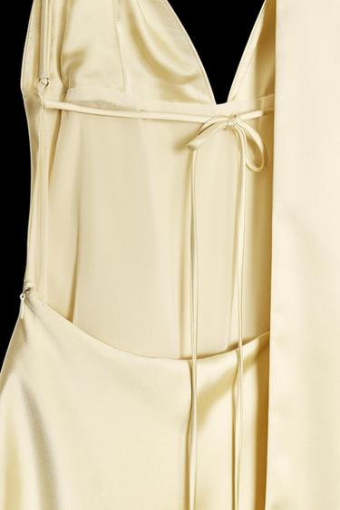 Zara SATIN EFFECT FOULARD DRESS - Vanilla