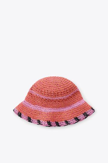 Zara BRAIDED BUCKET HAT - Fuchsia