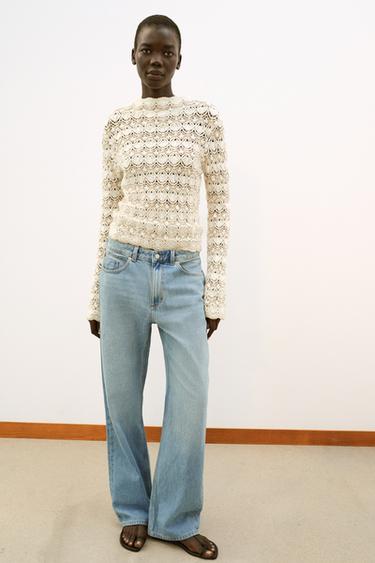 STRICKPULLOVER MIT STRUKTURMUSTER - Cremefarben / Weiß von Zara