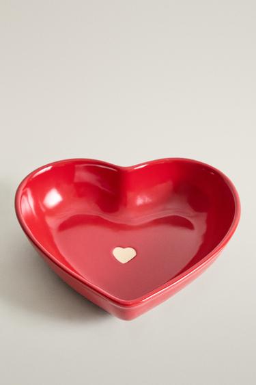 CHRISTMAS CERAMIC HEART BOWL — Red 2