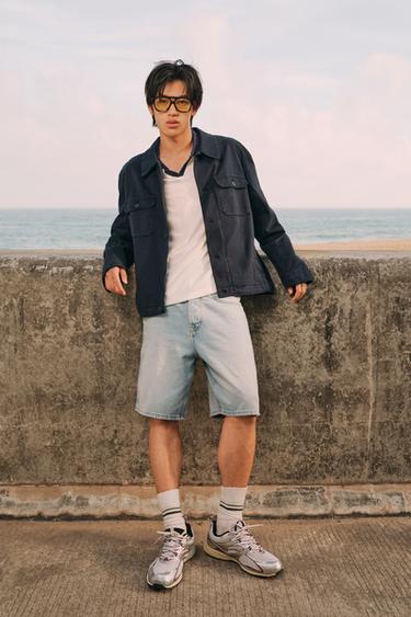 Zara 標準版型口袋夾克 - 海藍色