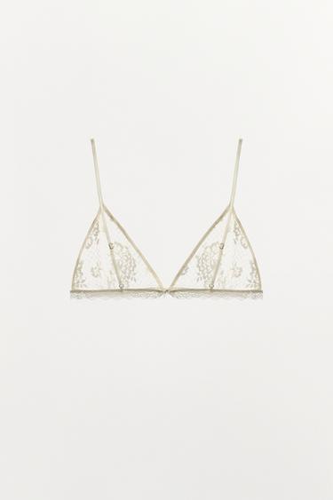SOUTIEN-GORGE TRIANGLE EN DENTELLE - Écru de Zara - Image 4