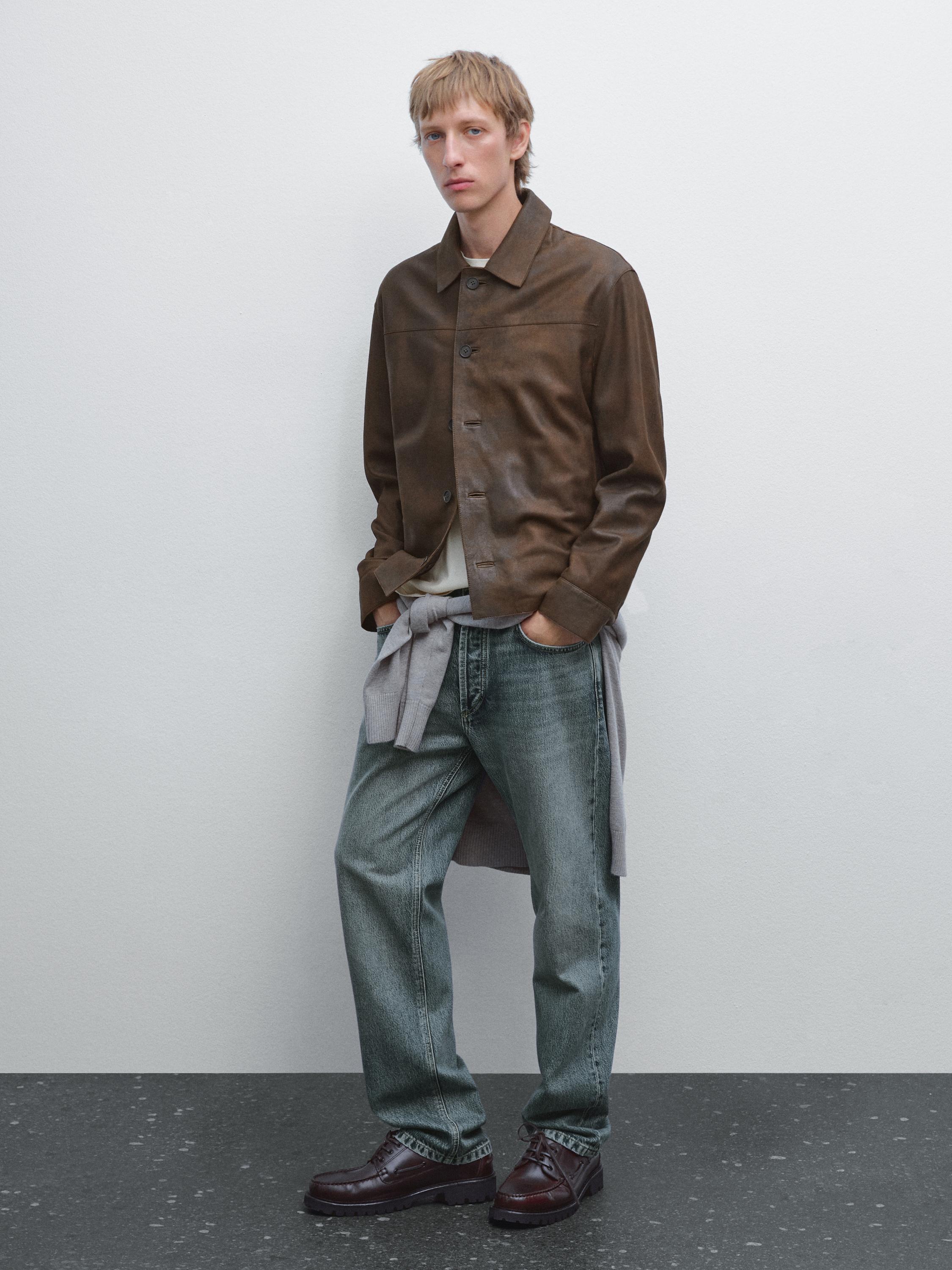 Veste en cuir ovin finition daim