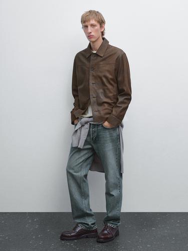 Zara Suede finish sheepskin jacket - Brown - Image 0