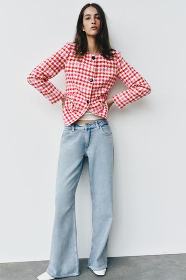 BLAZER CUADROS - Crudo / Rojo de Zara - Imagen 0