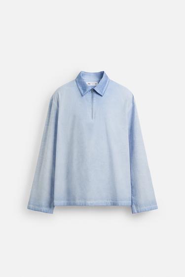 WASHED RELAXED FIT POLO SHIRT - Blue by Zara - Image 6