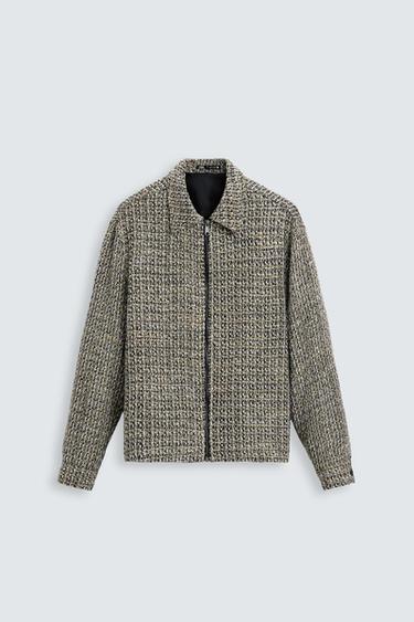 TEXTURED ZIP-UP OVERSHIRT - Green by Zara