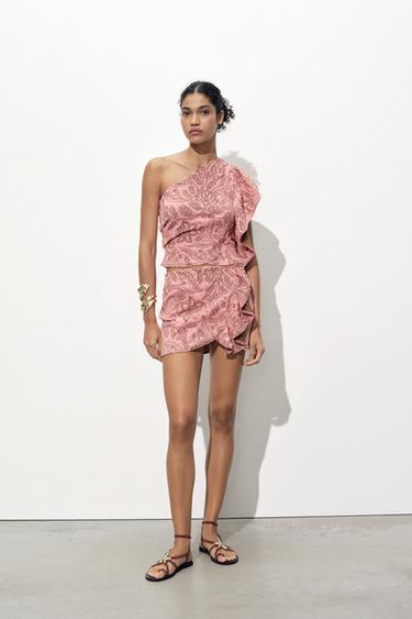 JACQUARD RUFFLE SKIRT - Pink by Zara