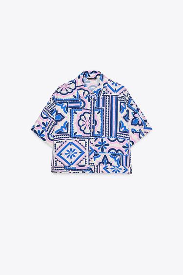 CAMISA CORTA ESTAMPADA - Multicolor de Zara