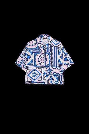 CAMISA CORTA ESTAMPADA - Multicolor de Zara - Imagen 0