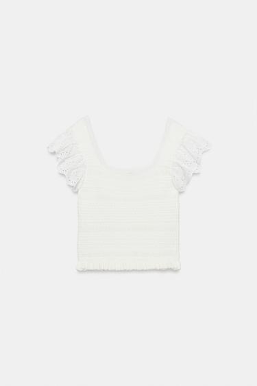 TOP EN MAILLE À BRODERIES PERFORÉES - Blanc de Zara - Image 5