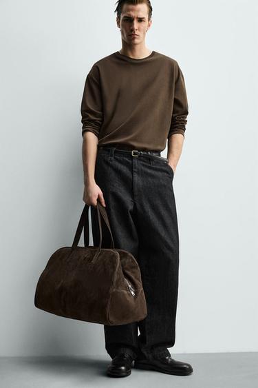 T-SHIRT WITH CONTRAST DOUBLE-LAYER HEMS - Brown by Zara - Image 5