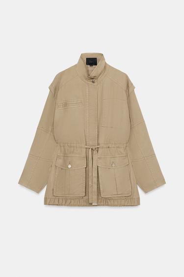 LONG HIGH-COLLAR JACKET - Brown / Taupe by Zara - Image 7