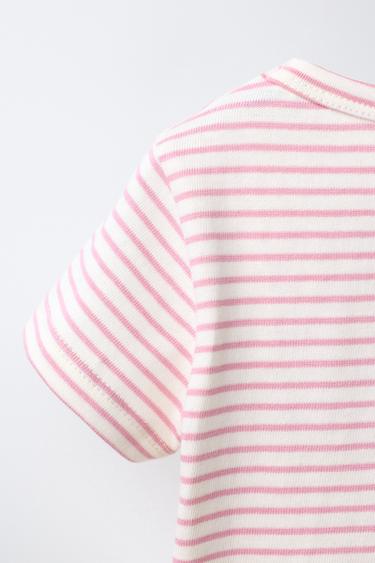 SOFT WOVEN STRIPE T-SHIRT - Pastel pink by Zara - Image 3
