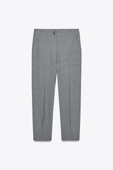 PANTALÓN CARROT PLIEGUE BAJO - Gris medio de Zara