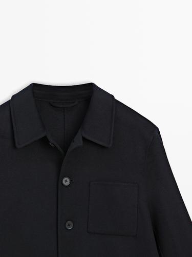 Zara Wool overshirt with double pockets - Navy blue