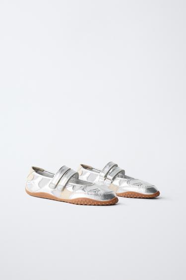 METALLIC SPORTY BALLET FLATS — Silver 2