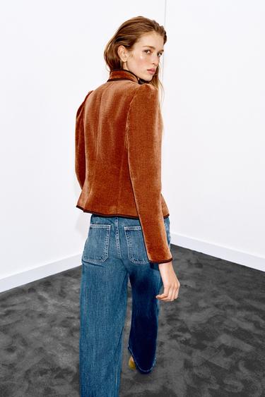 VESTE À LISERÉS EN CONTRASTE - Orange brûlé de Zara - Image 2