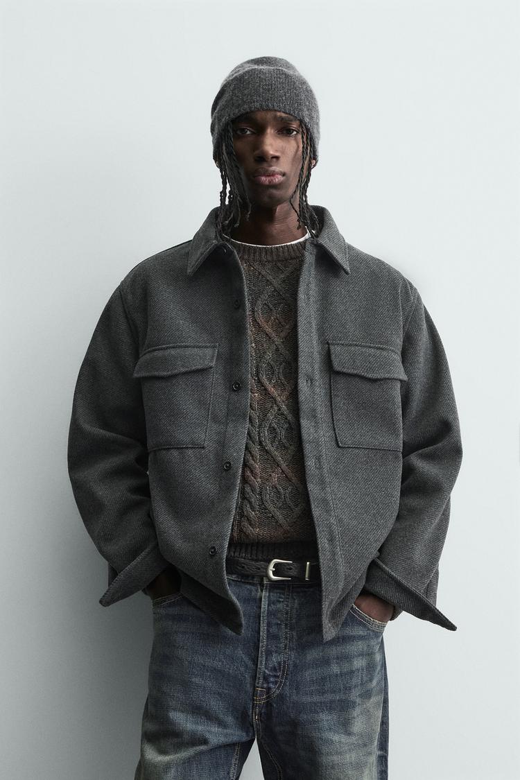 ZARA WATER-REPELLENT TWILL TEXTURED OVERSHIRT
