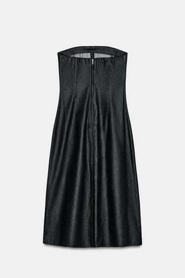 TRF DENIM MIDI DRESS WITH STRAIGHT NECKLINE - Black by Zara - Image 6
