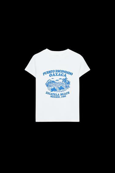 CAMISETA ESTAMPADA TEXTO - Blanco de Zara