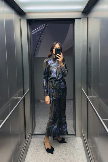 Zara MESH BOW SLINGBACK HEELS - Black