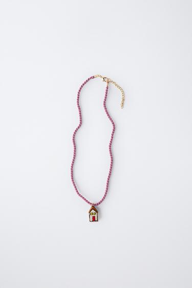 Zara CERAMIC HOUSE CORD NECKLACE - Pink