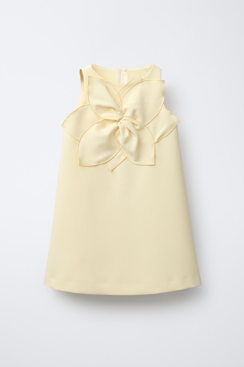 FLOWER APPLIQU DRESS - Pastel yellow | ZARA United States