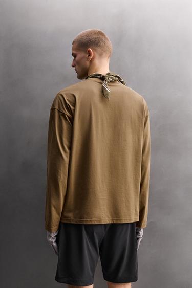 LONG SLEEVE T-SHIRT WITH POCKET - Light brown by Zara - Image 2