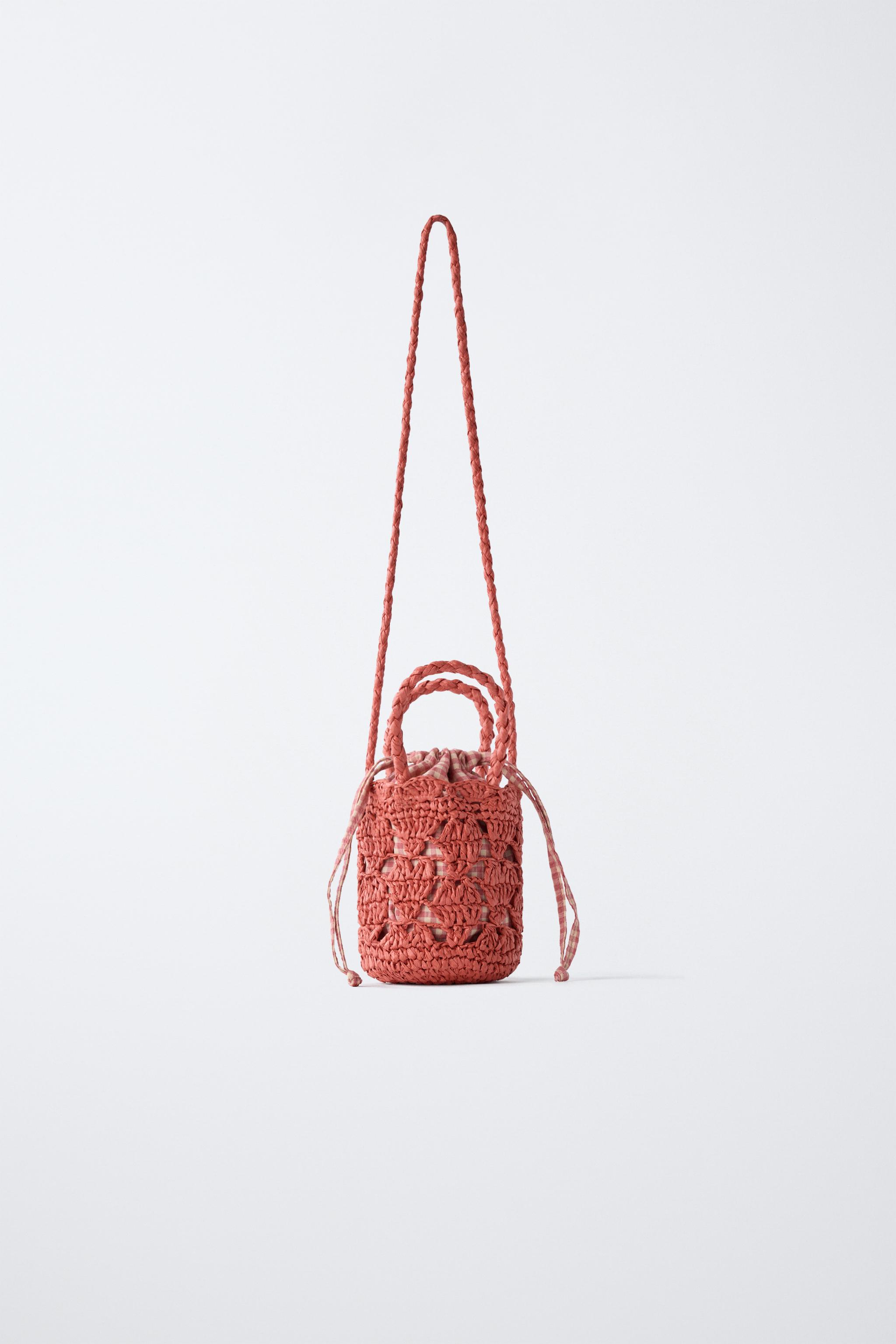 Sac Bourse Zara BOURSE EN RAPHIA AVEC CŒURS Rouge ZARA Suisse