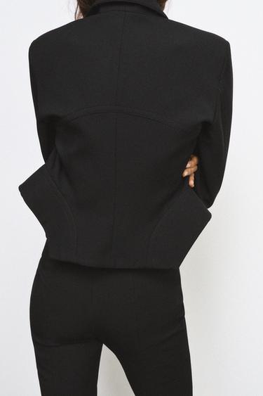ZW COLLECTION SHORT BLAZER WITH TOPSTITCHING - Black by Zara - Image 4
