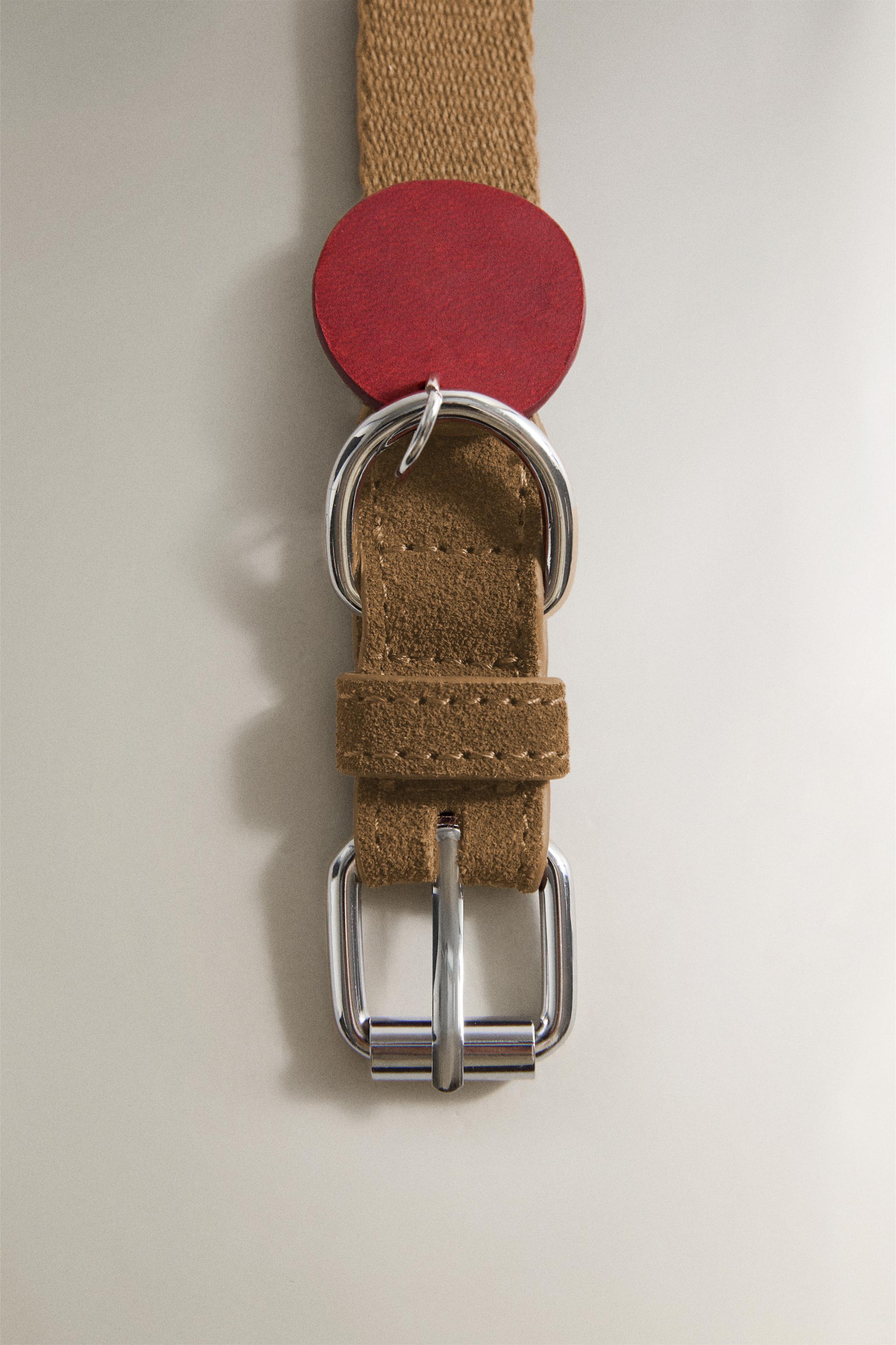 LEATHER PET COLLAR — Beige