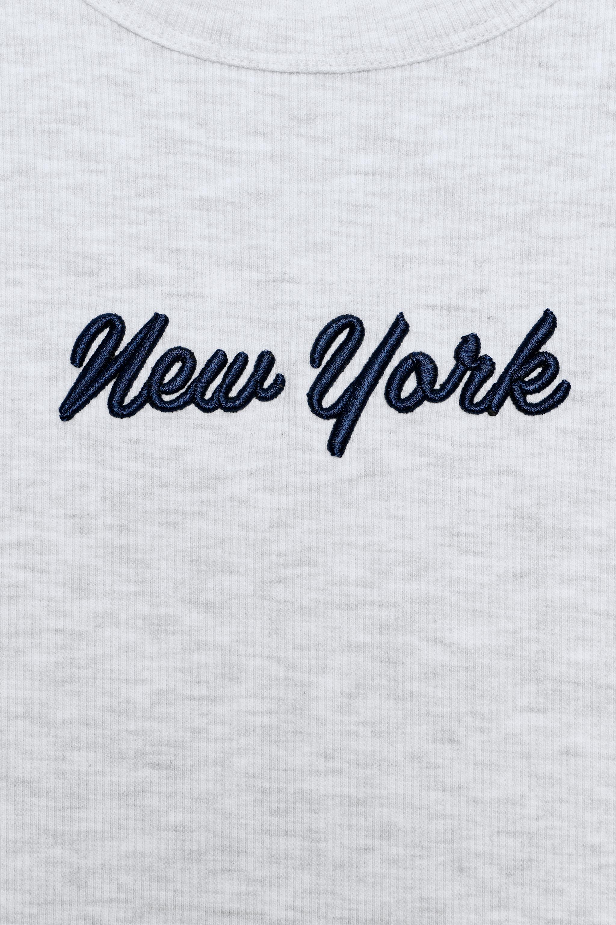 EMBROIDERED TEXT RIB T-SHIRT