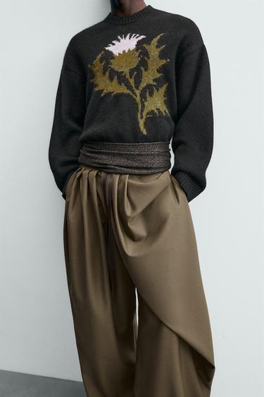 Zara LIMITED EDITION DRAPED CROSSED PANTS - Caramel