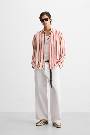 RELAXED FIT PLEATED TROUSERS - White by Zara
