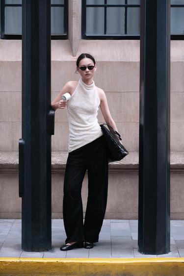 Zara TRF 中腰燈籠牛仔褲 - 黑色