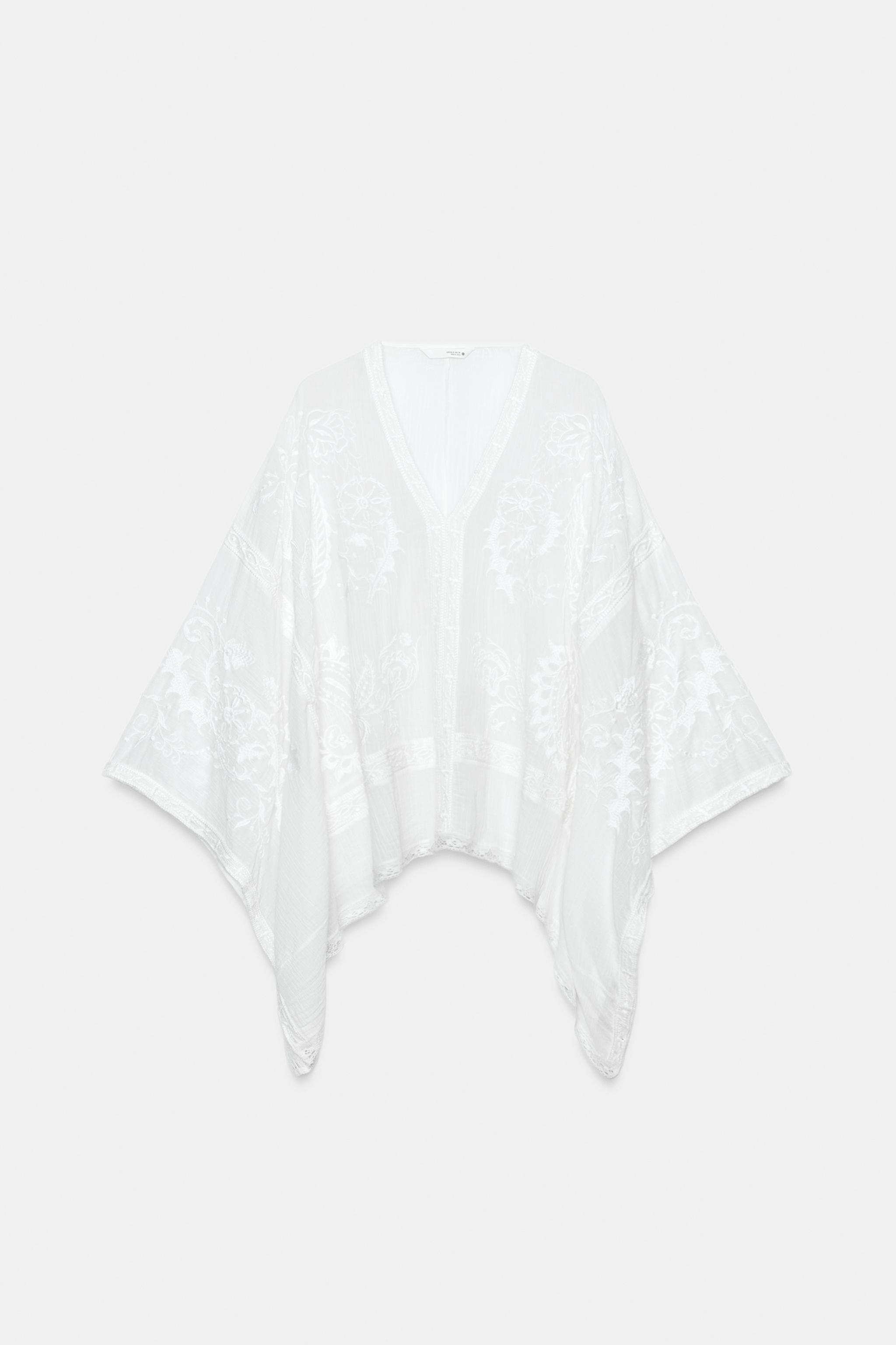 Женские блузки Zara ZW COLLECTION EMBROIDERED CAPE BLOUSE — фото 7
