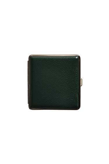 Zara GREEN LEATHER CIGARETTE CASE - Green
