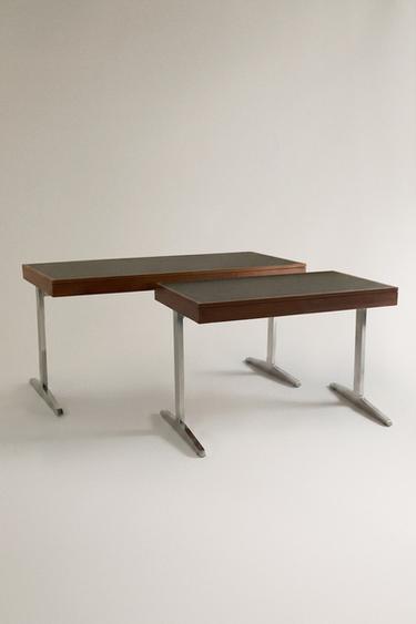 HOUTEN BUREAU MET METALEN POTEN - Bruin van Zara - Afbeelding 0