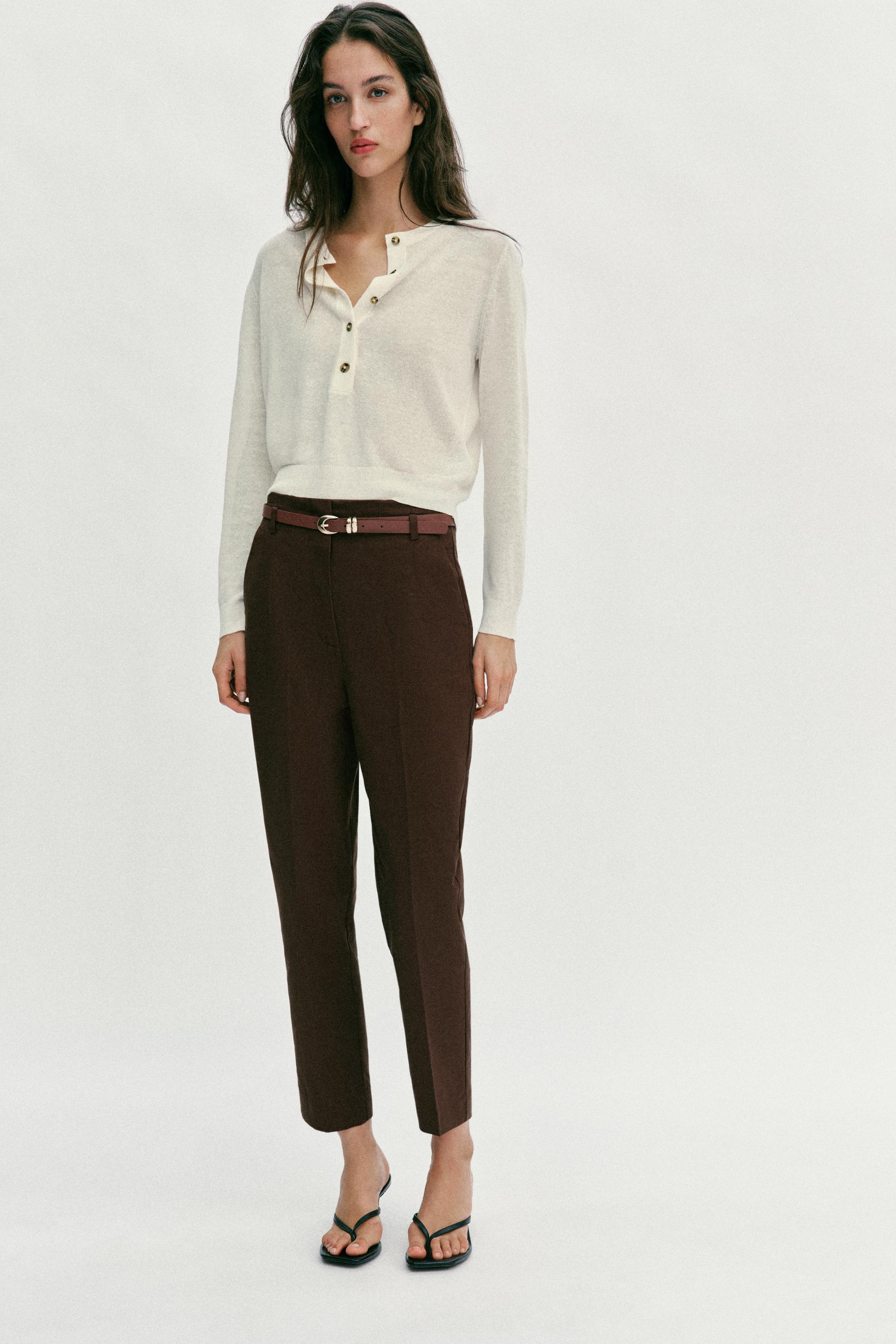 HIGH-WAISTED BELTED PANTS