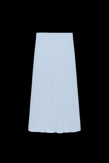 TEXTURED MIDI SKIRT - Light blue by Zara