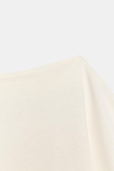 BOAT NECK COTTON T-SHIRT - Ecru by Zara - Image 5