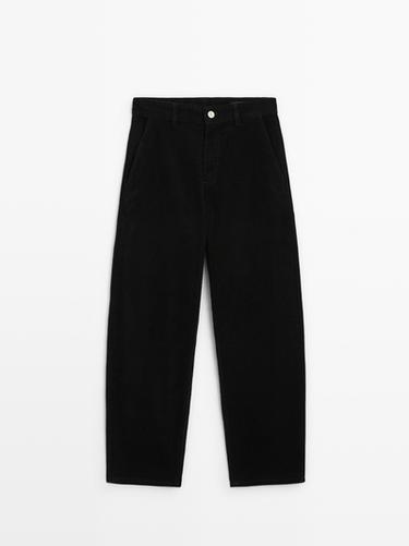 Zara Barrel fit corduroy trousers - Black
