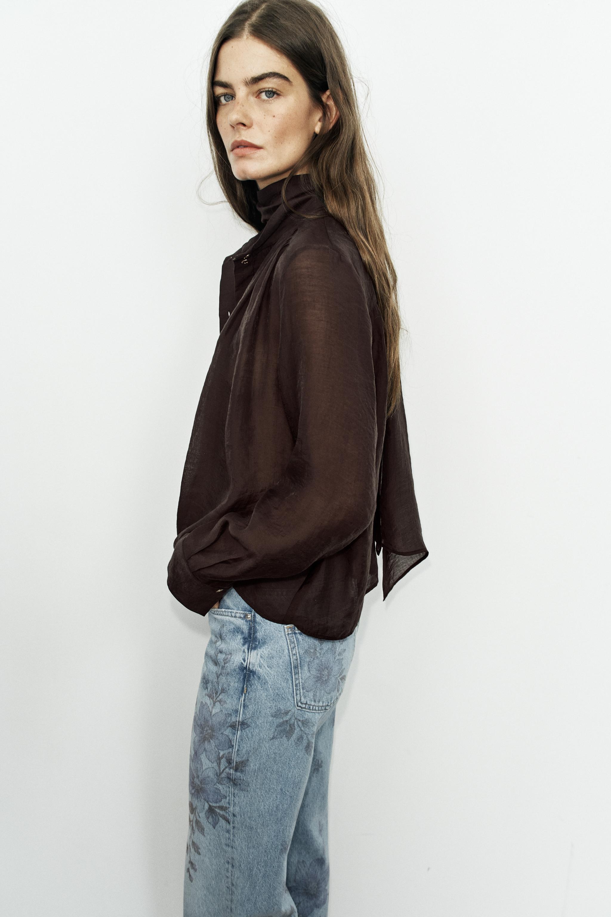 Женские рубашки Zara SCARF SHIRT — фото 4