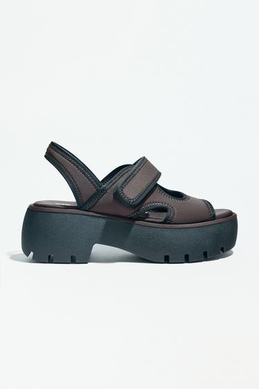 SPORTS SANDALS WITH TOOTHED SOLE - Brown by Zara