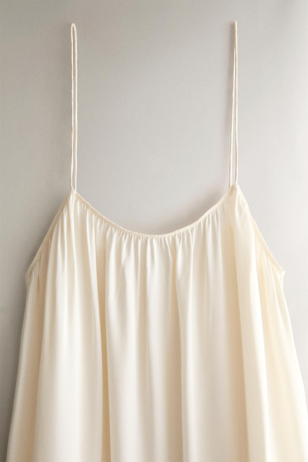 MULBERRY SILK STRAPPY NIGHTGOWN — Ecru