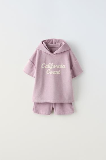 CONJUNTO JOGGING TOALLA CAMISETA Y BERMUDA - Morado de Zara