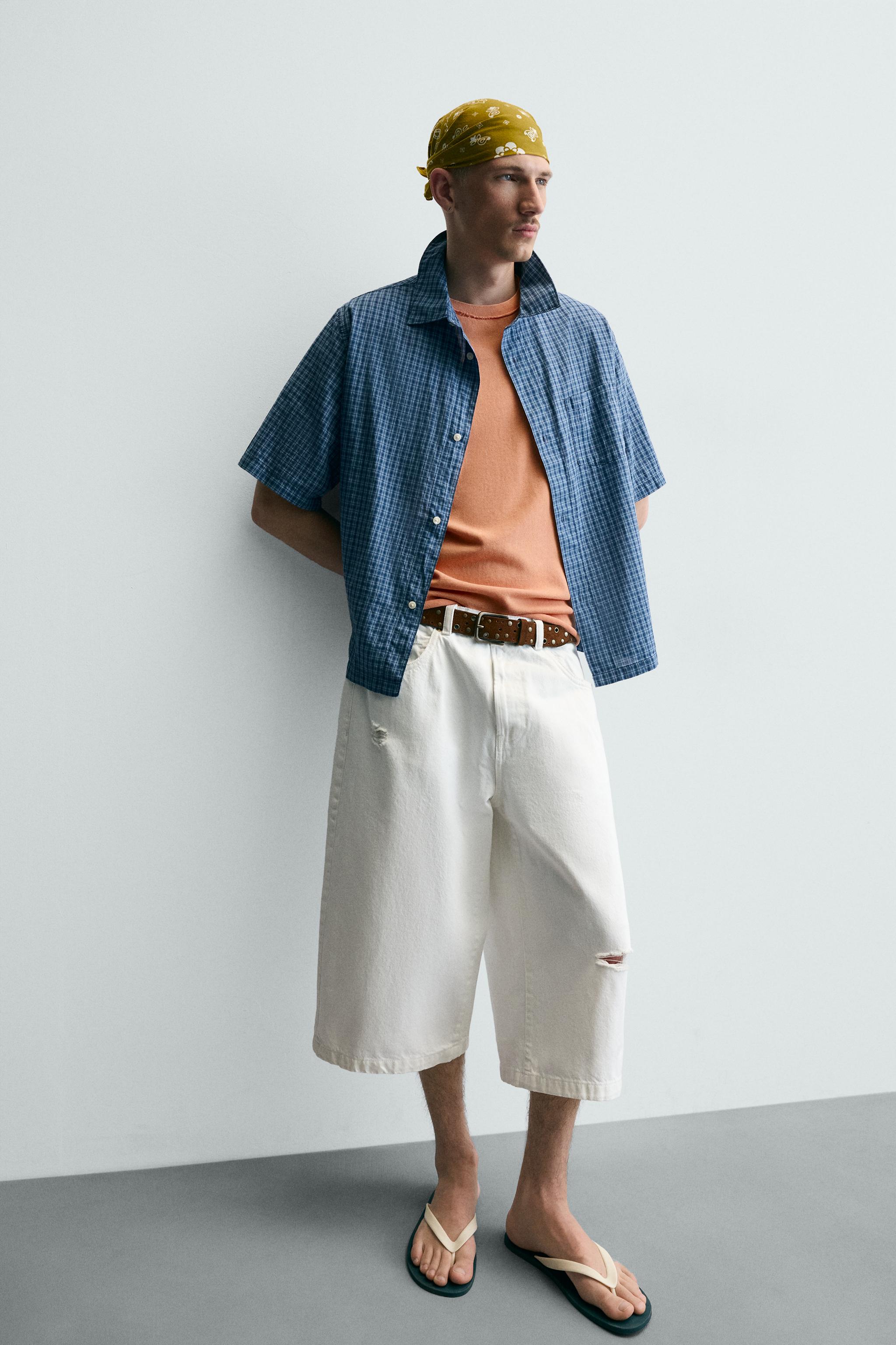 RIPPED RELAXED FIT DENIM JORTS