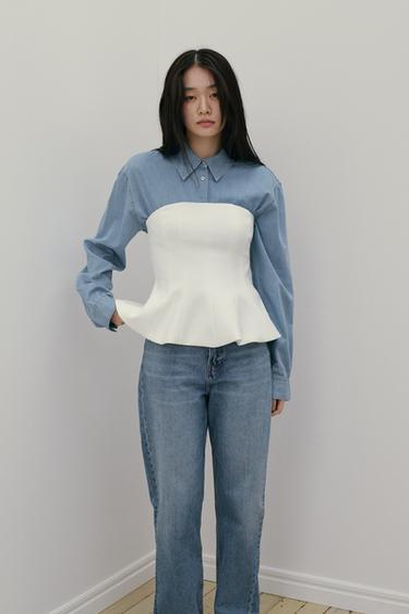 페플럼 홀터넥 탑 - Zara 화이트