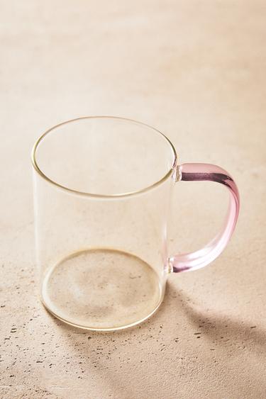 Zara BOROSILICATE GLASS MUG WITH COLORED HANDLE - Pink